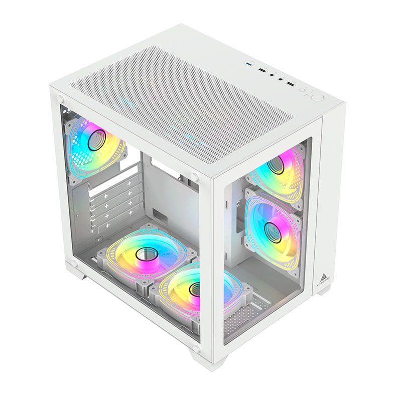 Gabinete Gamer Acegeek Aquarium M345, Mid-Tower, Lateral de Vidro, Branco, AG-AQUARIUM-M345-WH