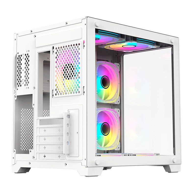 Gabinete Gamer Acegeek Aquarium M345, Mid-Tower, Lateral de Vidro, Branco, AG-AQUARIUM-M345-WH