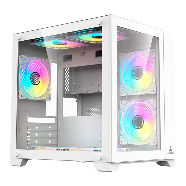 Gabinete Gamer Acegeek Aquarium M345, Mid-Tower, Lateral de Vidro, Branco, AG-AQUARIUM-M345-WH