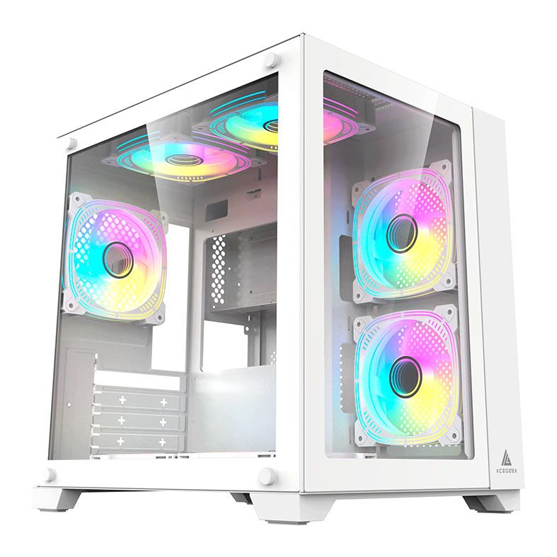Gabinete Gamer Acegeek Aquarium M345, Mid-Tower, Lateral de Vidro, Branco, AG-AQUARIUM-M345-WH
