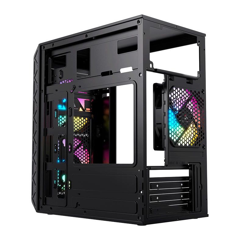 Gabinete Gamer Acegeek Aviator, Mini-Tower, Lateral de Acrilico, Com 2 Fans, Preto, AG-AVIATOR-BK-I2F
