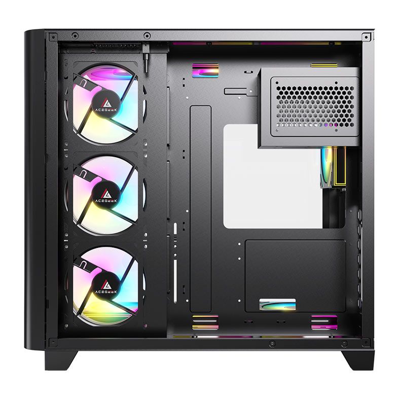 Gabinete Gamer Acegeek CurveX, Mid-Tower, Lateral de Vidro, Preto