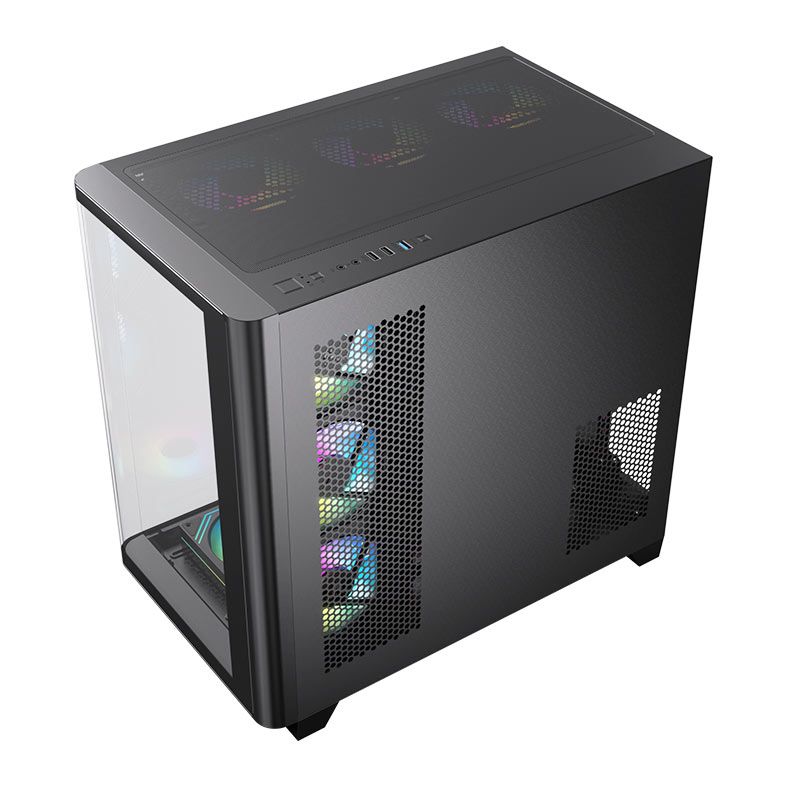 Gabinete Gamer Acegeek CurveX, Mid-Tower, Lateral de Vidro, Preto, AG-CURVEX-BK