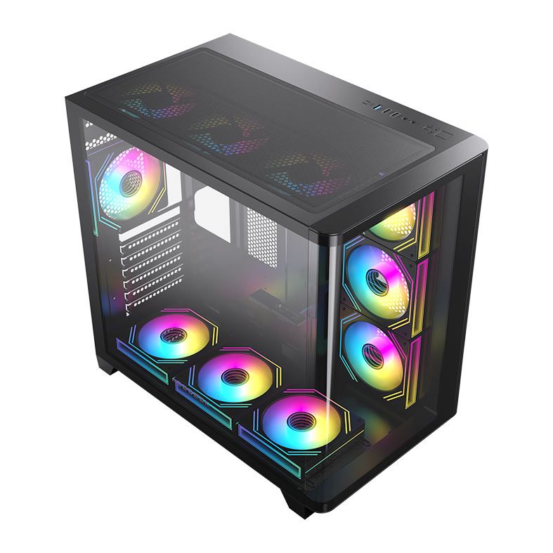 Gabinete Gamer Acegeek CurveX, Mid-Tower, Lateral de Vidro, Preto, AG-CURVEX-BK