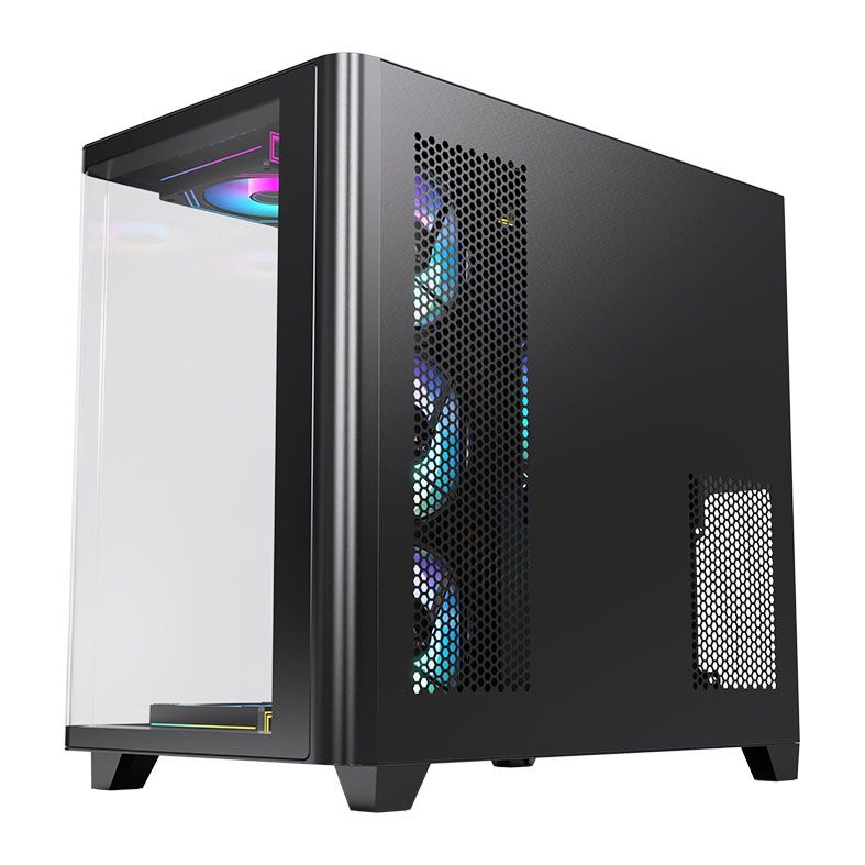 Gabinete Gamer Acegeek CurveX, Mid-Tower, Lateral de Vidro, Preto, AG-CURVEX-BK