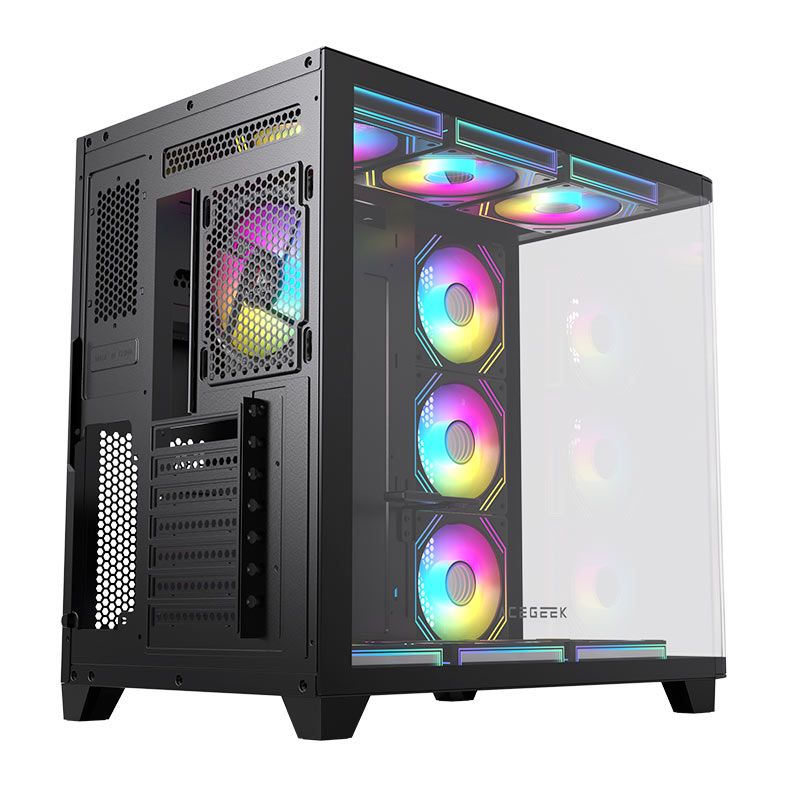 Gabinete Gamer Acegeek CurveX, Mid-Tower, Lateral de Vidro, Preto, AG-CURVEX-BK