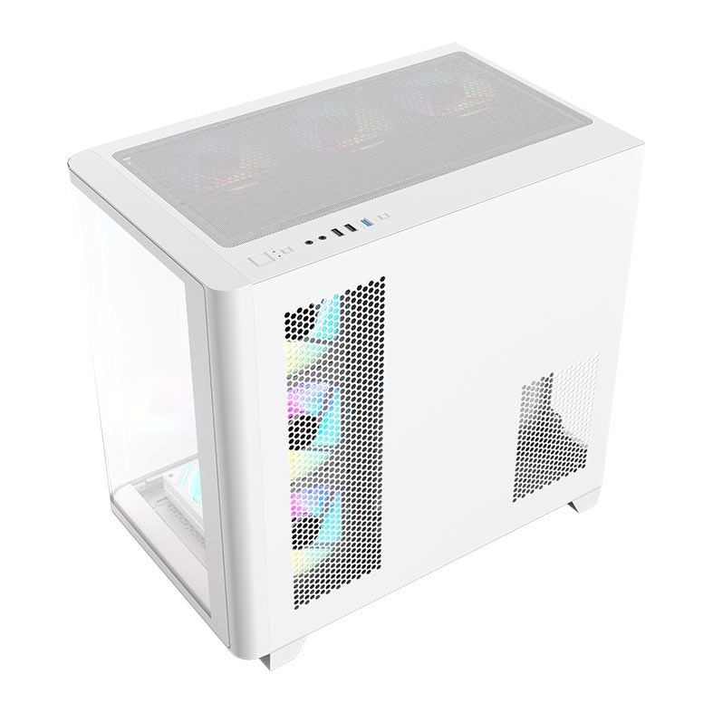 Gabinete Gamer Acegeek CurveX, Mid-Tower, Lateral de Vidro, Branco, AG-CURVEX-WH
