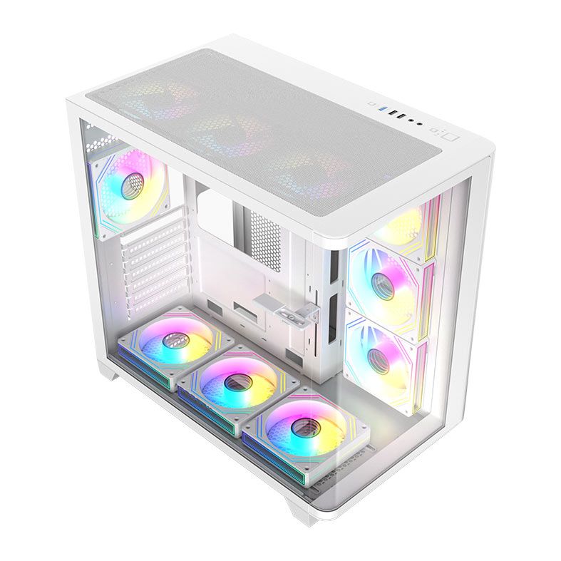 Gabinete Gamer Acegeek CurveX, Mid-Tower, Lateral de Vidro, Branco, AG-CURVEX-WH