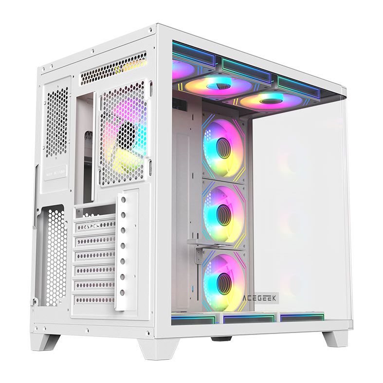 Gabinete Gamer Acegeek CurveX, Mid-Tower, Lateral de Vidro, Branco, AG-CURVEX-WH