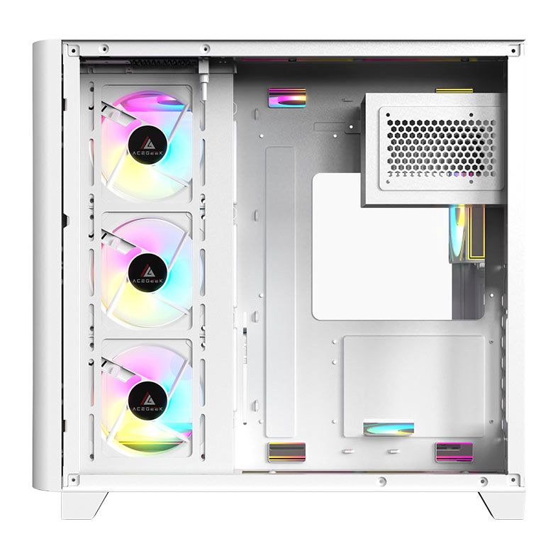 Gabinete Gamer Acegeek CurveX, Mid-Tower, Lateral de Vidro, Branco, AG-CURVEX-WH