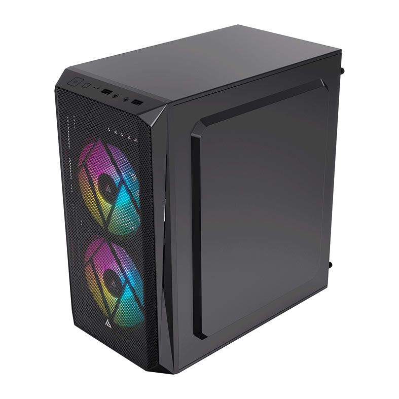 Gabinete Gamer Acegeek Forge, Mini-Tower, Lateral de Acrilico, Com 2 Fans, Preto, AG-FORGE-BK-I2F
