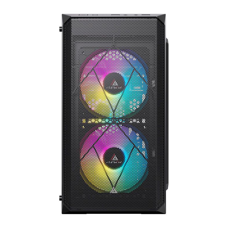 Gabinete Gamer Acegeek Forge, Mini-Tower, Lateral de Acrilico, Com 2 Fans, Preto, AG-FORGE-BK-I2F