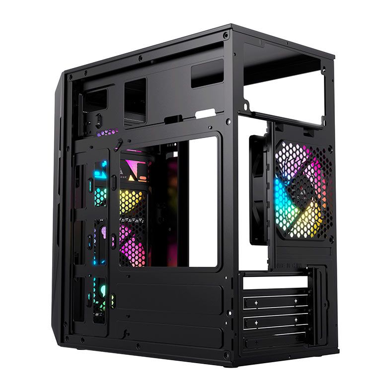 Gabinete Gamer Acegeek Forge, Mini-Tower, Lateral de Acrilico, Com 2 Fans, Preto, AG-FORGE-BK-I2F