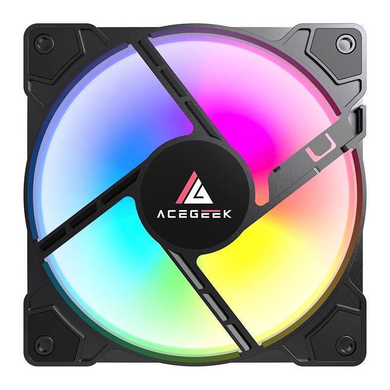 Kit Ventoinha Acegeek Glow 3x1, ARGB, 3x120mm, Preto, AG-KITGLOW3X1-BK