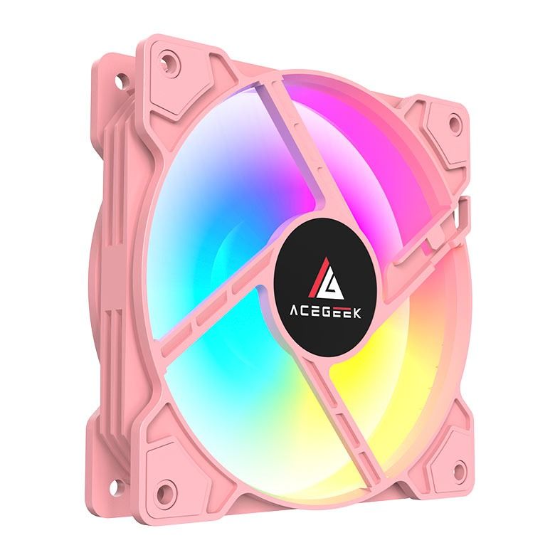 Kit Ventoinha Acegeek Glow 3x1, ARGB, 3x120mm, Rosa, AG-KITGLOW3X1-PK