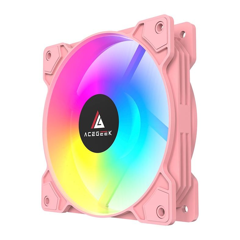 Kit Ventoinha Acegeek Glow 3x1, ARGB, 3x120mm, Rosa, AG-KITGLOW3X1-PK
