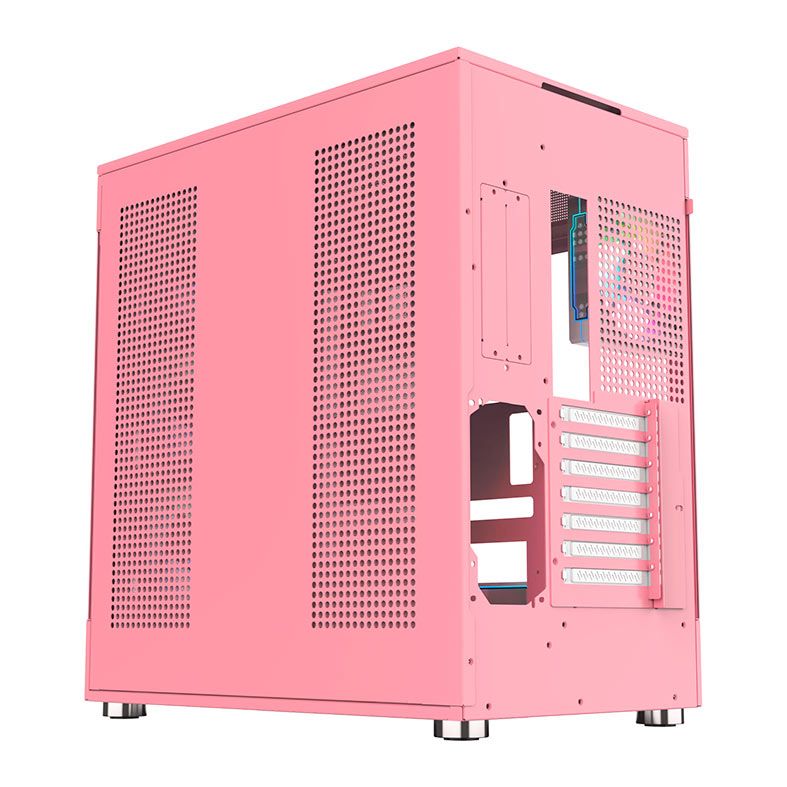 Gabinete Gamer Acegeek Icecube, Mid-Tower, Lateral de Vidro, Rosa, AG-ICECUBE-PK