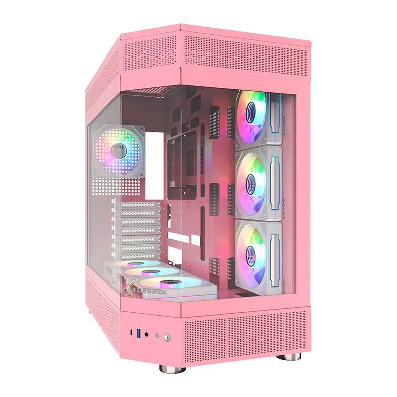 Gabinete Gamer Acegeek Icecube, Mid-Tower, Lateral de Vidro, Rosa, AG-ICECUBE-PK