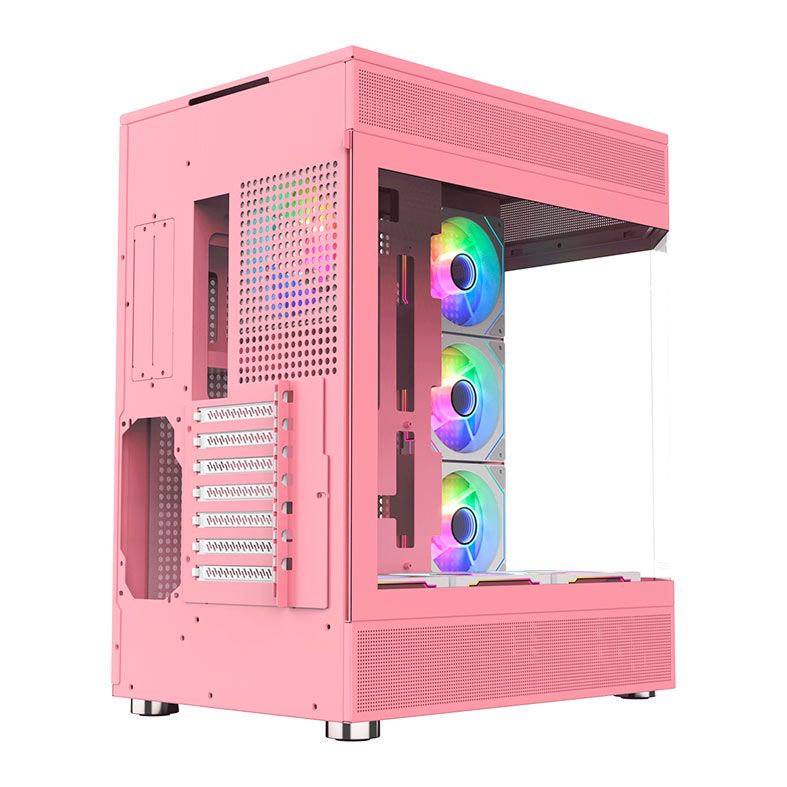 Gabinete Gamer Acegeek Icecube, Mid-Tower, Lateral de Vidro, Rosa, AG-ICECUBE-PK