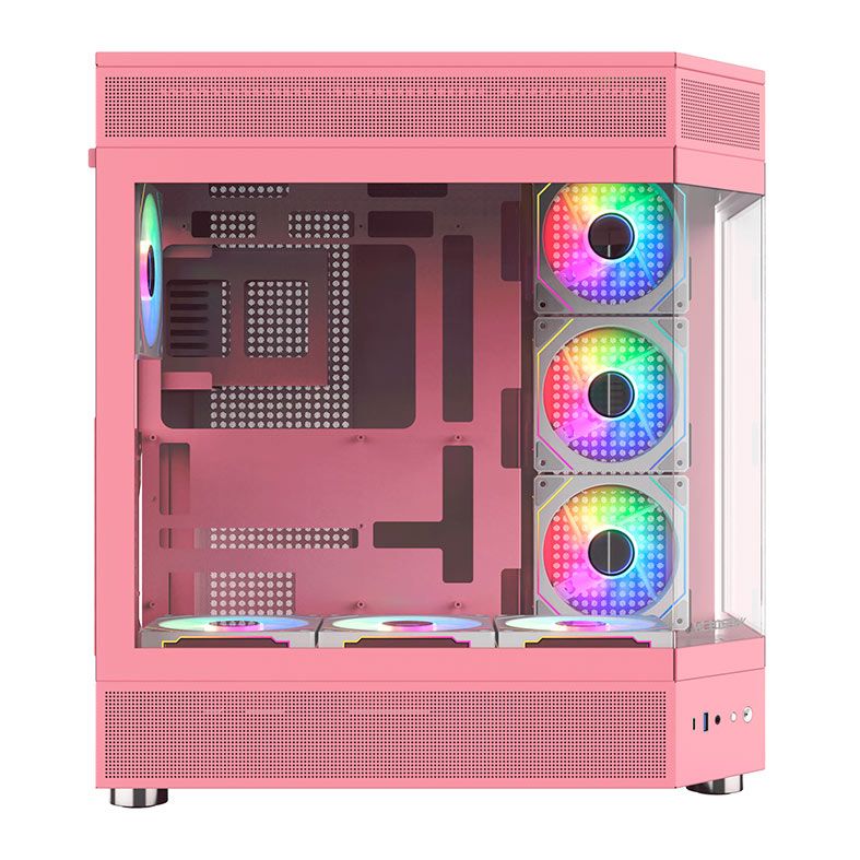Gabinete Gamer Acegeek Icecube, Mid-Tower, Lateral de Vidro, Rosa, AG-ICECUBE-PK