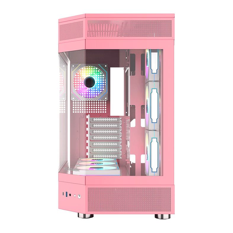 Gabinete Gamer Acegeek Icecube, Mid-Tower, Lateral de Vidro, Rosa, AG-ICECUBE-PK