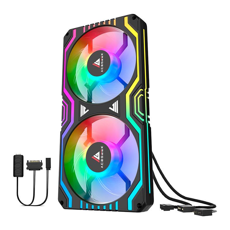Kit Ventoinha Acegeek Link240, 240mm, ARGB, Com Controladora, Preto, AG-LINK240-BK