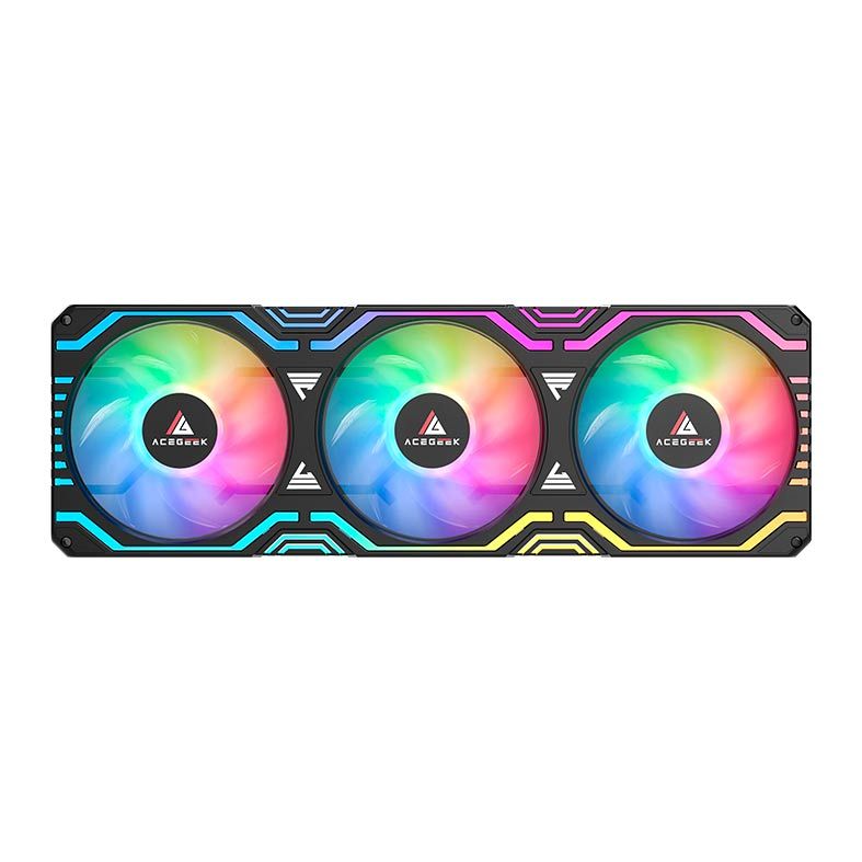 Kit Ventoinha Acegeek Link360, 360mm, ARGB, Com Controladora, Preto, AG-LINK360-BK