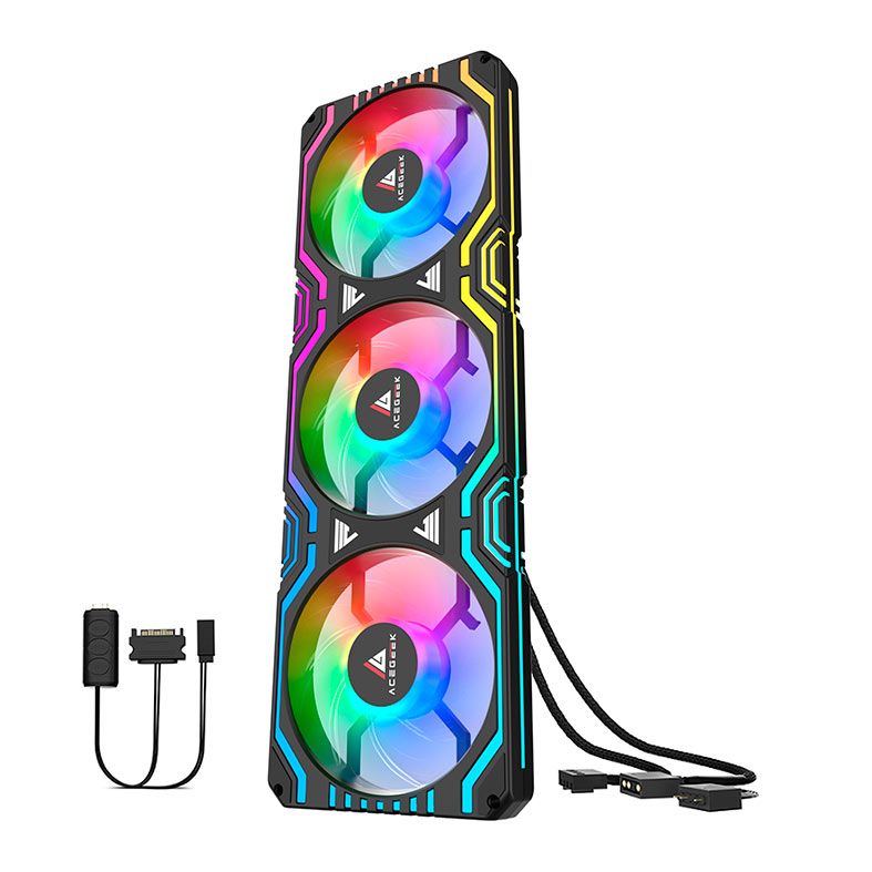 Kit Ventoinha Acegeek Link360, 360mm, ARGB, Com Controladora, Preto, AG-LINK360-BK