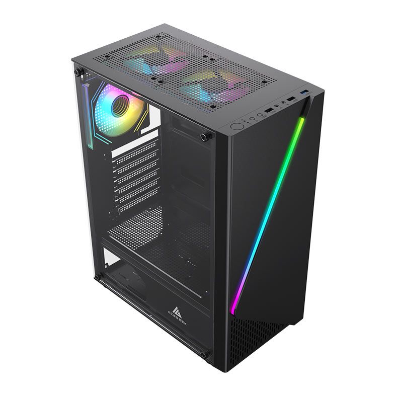 Gabinete Gamer Acegeek Lumix, Mid-Tower, Lateral de Vidro, Preto, AG-LUMIX-BK