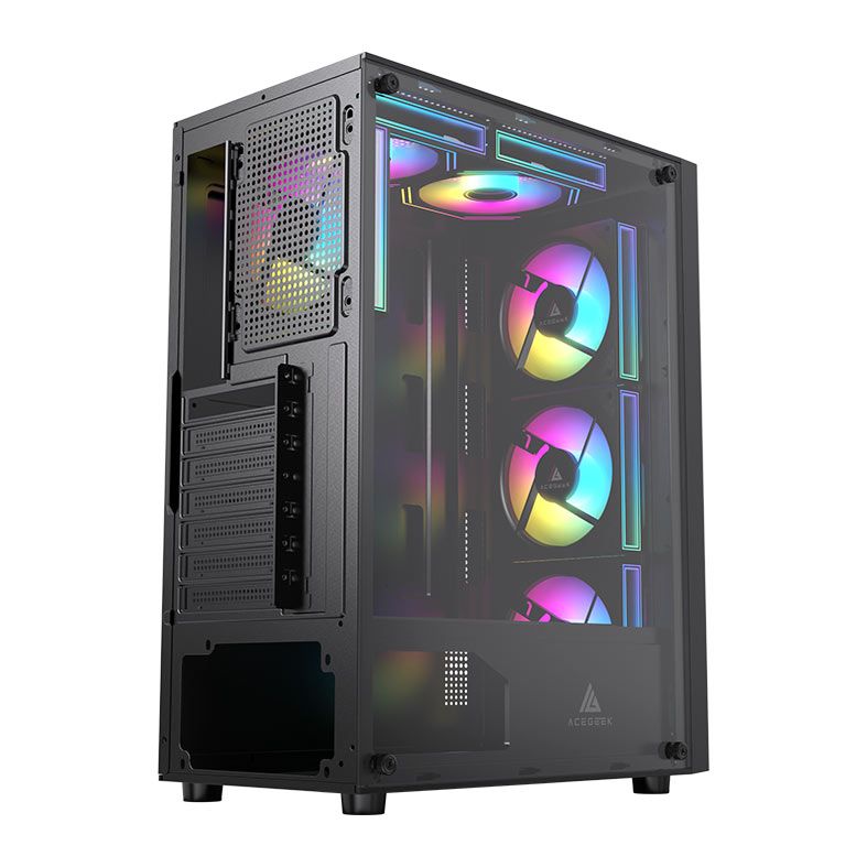 Gabinete Gamer Acegeek Lumix, Mid-Tower, Lateral de Vidro, Preto, AG-LUMIX-BK