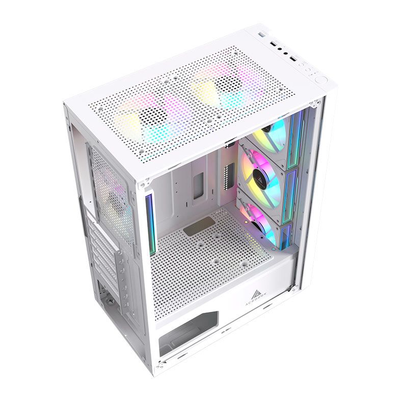 Gabinete Gamer Acegeek Lumix, Mid-Tower, Lateral de Vidro, Branco, AG-LUMIX-WH
