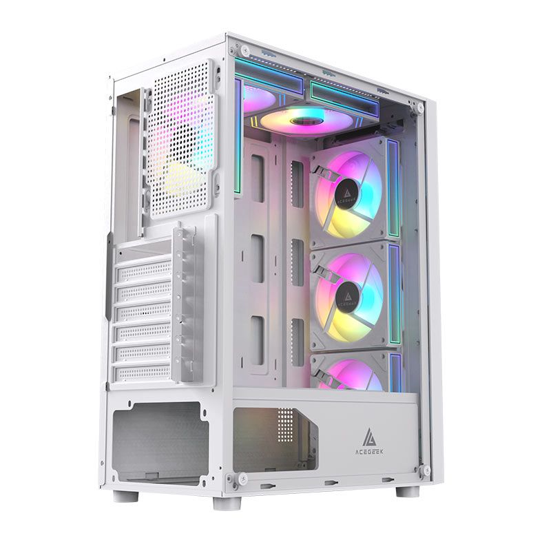 Gabinete Gamer Acegeek Lumix, Mid-Tower, Lateral de Vidro, Branco, AG-LUMIX-WH