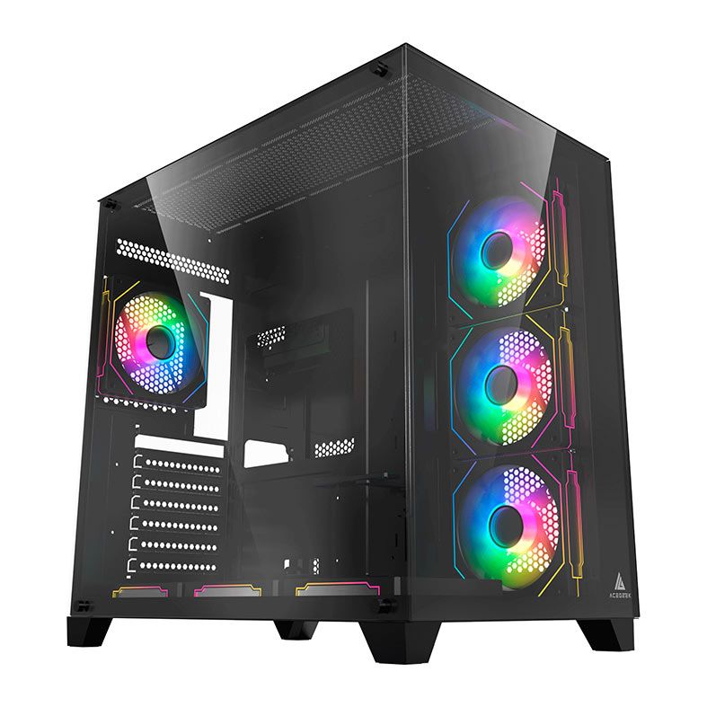 Gabinete Gamer Acegeek Mercury R425, Mid-Tower, Lateral de Vidro, Preto, AG-MERCURY-R425-BK
