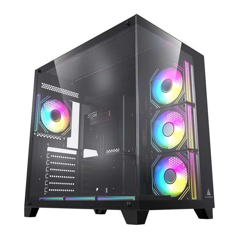 Gabinete Gamer Acegeek Mercury R425 Pro, Mid-Tower, Lateral de Vidro, Com 7 Fans, Preto, AG-MERCURY-R425-PRO-BK