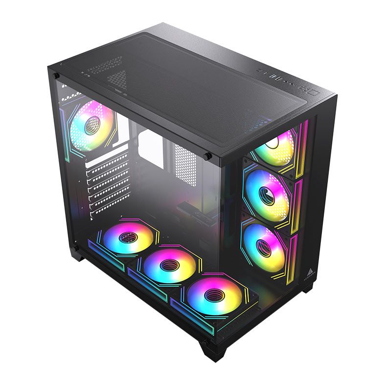 Gabinete Gamer Acegeek Mercury R425 Pro, Mid-Tower, Lateral de Vidro, Com 7 Fans, Preto, AG-MERCURY-R425-PRO-BK