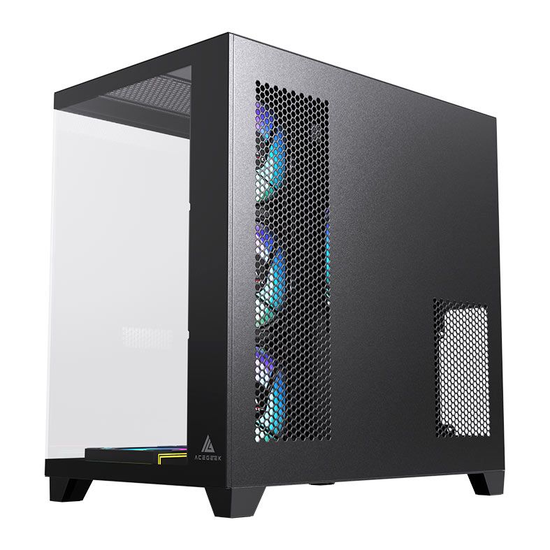 Gabinete Gamer Acegeek Mercury R425 Pro, Mid-Tower, Lateral de Vidro, Com 7 Fans, Preto, AG-MERCURY-R425-PRO-BK