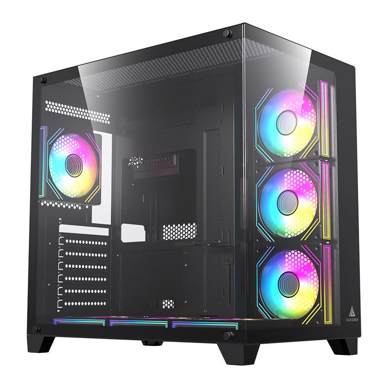 Gabinete Gamer Acegeek Mercury R425 Pro, Mid-Tower, Lateral de Vidro, Com 7 Fans, Preto, AG-MERCURY-R425-PRO-BK