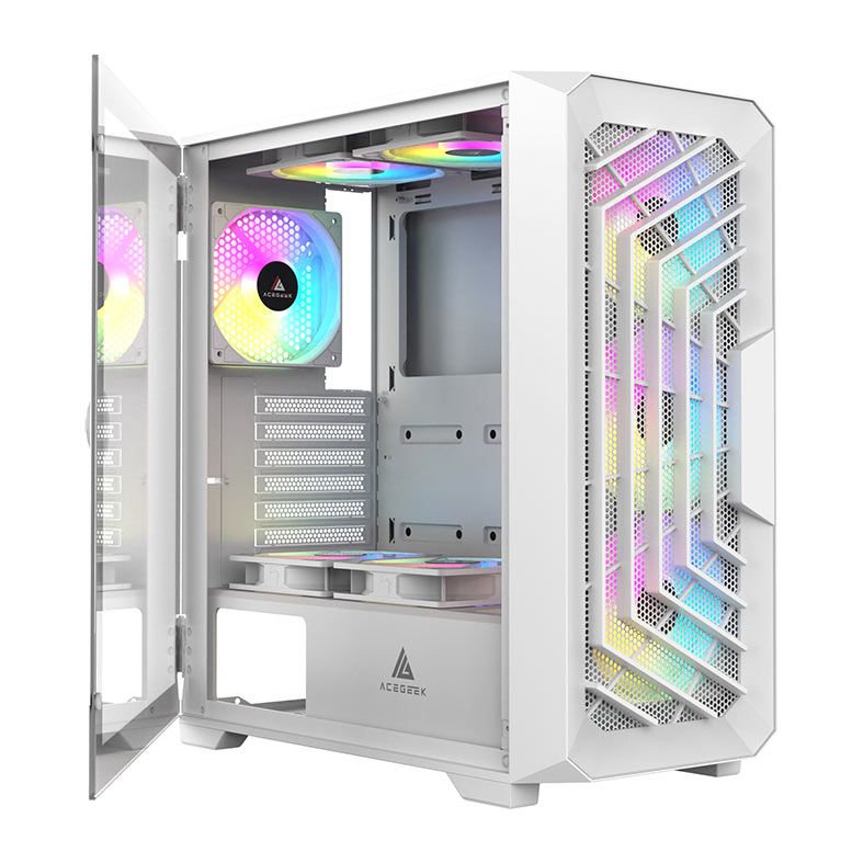 Gabinete Gamer Acegeek Navigator A410, Mid-Tower, Lateral de Vidro, Branco, AG-NAVIGATOR-A410-WH