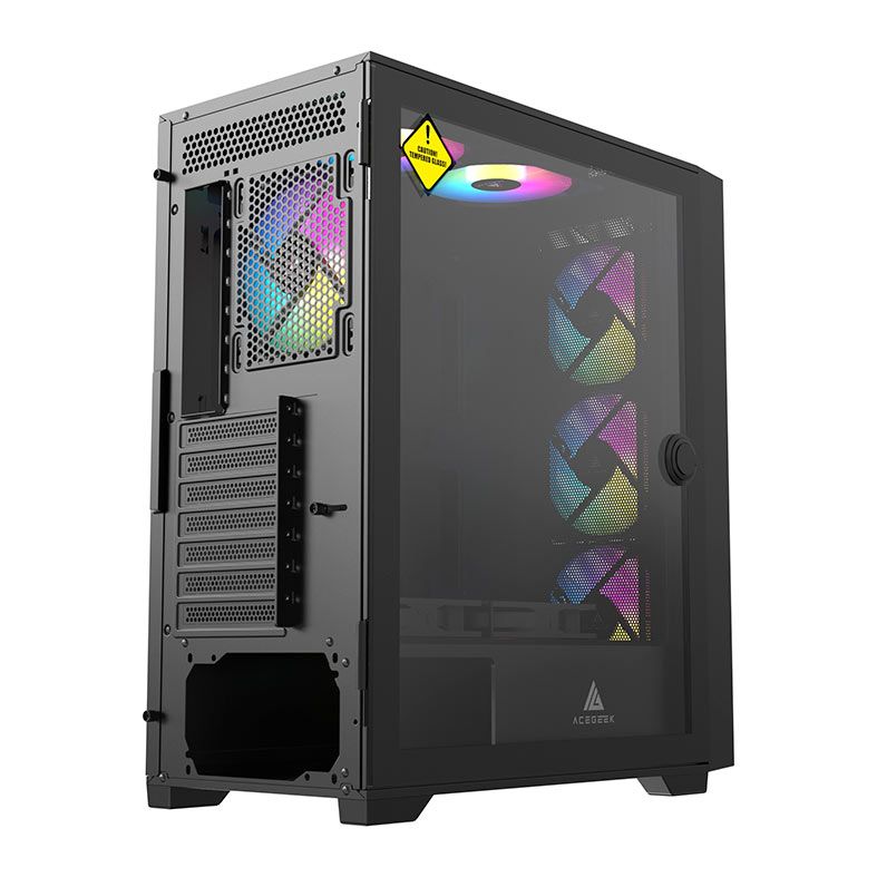 Gabinete Gamer Acegeek Nova C410 Mesh, Mid-Tower, Lateral de Vidro, Preto, AG-NOVA-C410-BK