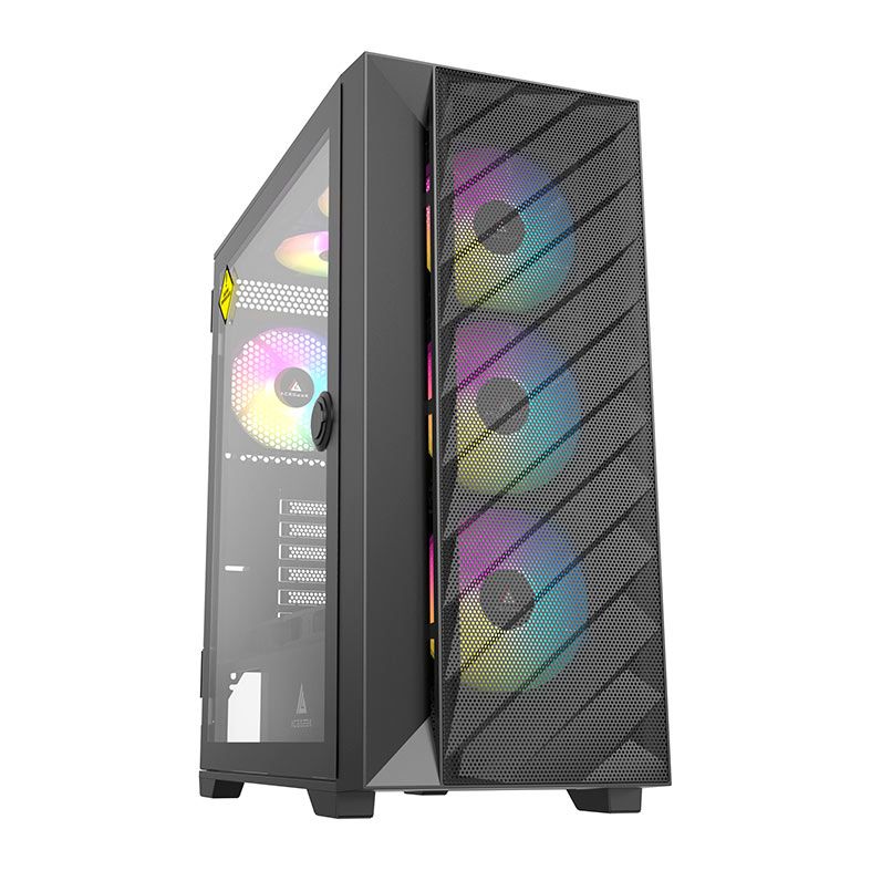 Gabinete Gamer Acegeek Nova C410 Mesh, Mid-Tower, Lateral de Vidro, Preto, AG-NOVA-C410-BK