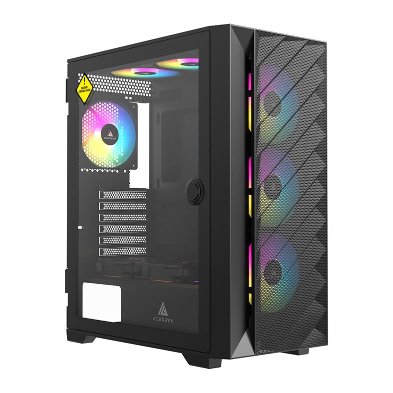 Gabinete Gamer Acegeek Nova C410 Mesh, Mid-Tower, Lateral de Vidro, Preto, AG-NOVA-C410-BK