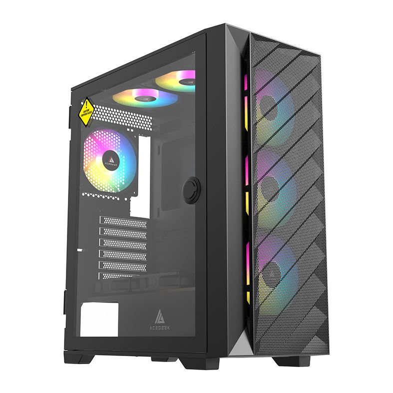 Gabinete Gamer Acegeek Nova C410 Mesh, Mid-Tower, Lateral de Vidro, Preto, AG-NOVA-C410-BK