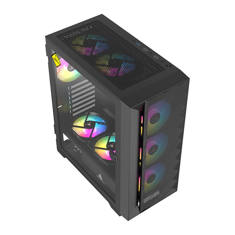 Gabinete Gamer Acegeek Nova C410 Mesh, Mid-Tower, Lateral de Vidro, Preto, AG-NOVA-C410-BK