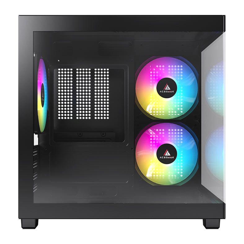 Gabinete Gamer Acegeek Ori, Rainbow, Mini-Tower, Lateral e Vidro, Com 3 Fans, Preto, AG-ORI-BK-3F