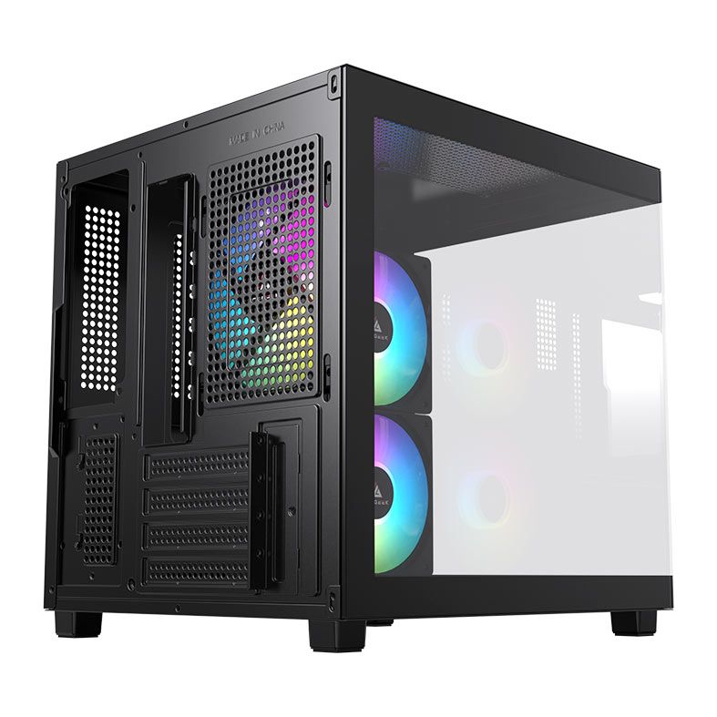 Gabinete Gamer Acegeek Ori, Rainbow, Mini-Tower, Lateral e Vidro, Com 3 Fans, Preto, AG-ORI-BK-3F