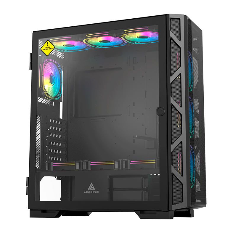 Gabinete Gamer Acegeek Phantom F490 Mesh, Full-Tower, Lateral de Vidro, Preto, AG-PHANTOM-F490-BK