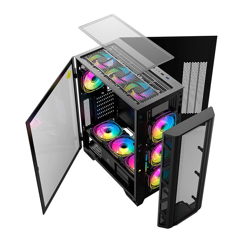 Gabinete Gamer Acegeek Phantom F490 Mesh, Full-Tower, Lateral de Vidro, Preto, AG-PHANTOM-F490-BK