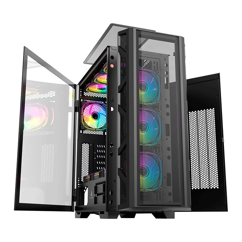 Gabinete Gamer Acegeek Phantom F490 Mesh, Full-Tower, Lateral de Vidro, Preto, AG-PHANTOM-F490-BK