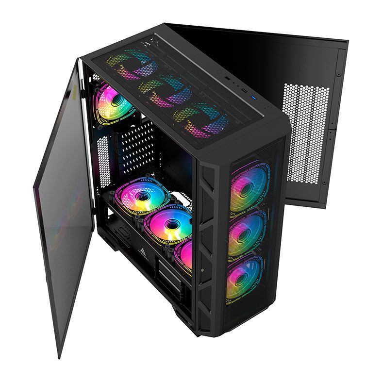 Gabinete Gamer Acegeek Phantom F490 Mesh, Full-Tower, Lateral de Vidro, Preto, AG-PHANTOM-F490-BK