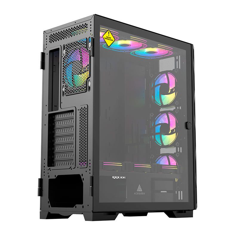 Gabinete Gamer Acegeek Phantom F490 Mesh, Full-Tower, Lateral de Vidro, Preto, AG-PHANTOM-F490-BK